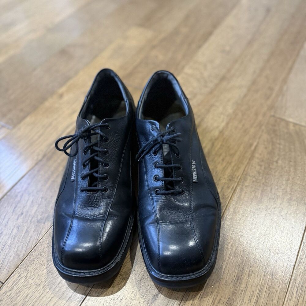 Mephisto Goodyear Welt Black Mens US11 Portugal Leather Bicycle Toe Oxford Shoes